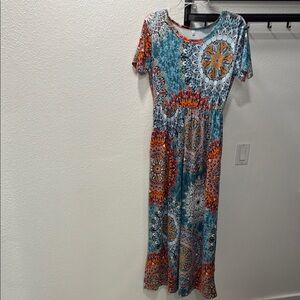 Teal & Orange Bohemian Maxi Dress - Women's Summer Dress